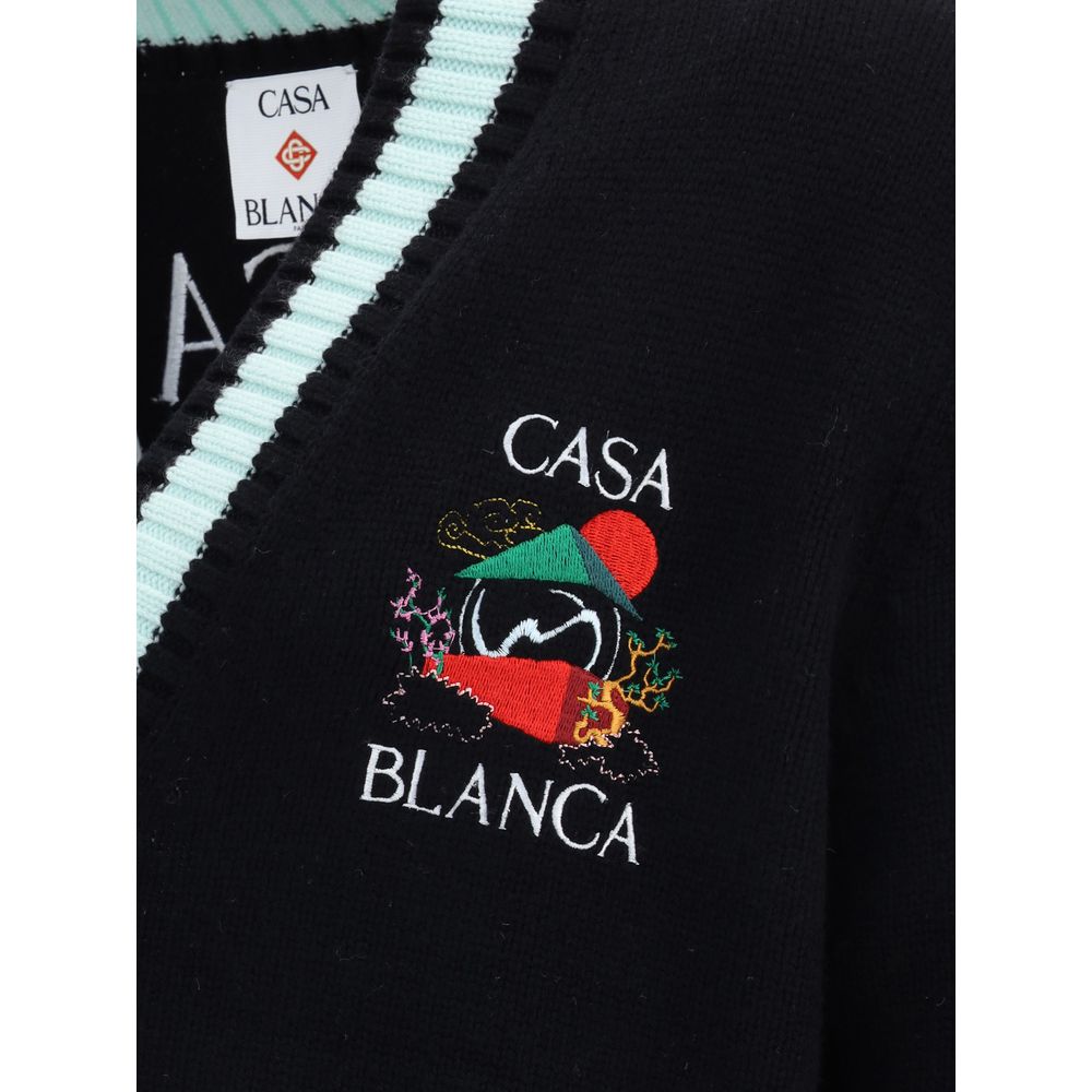 Casablanca – Strickjacke aus Merinowolle mit Stickerei