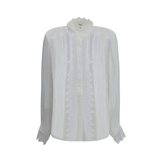 Chloé Bluse aus Seidenmusselin und Spitze mit Rüschen