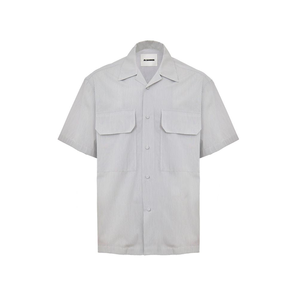 Jil Sander – Blaues Kurzarmhemd aus Baumwolle