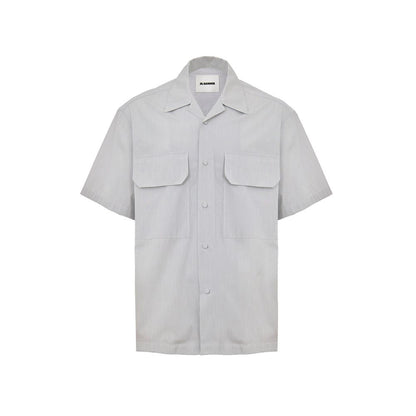 Jil Sander – Blaues Kurzarmhemd aus Baumwolle