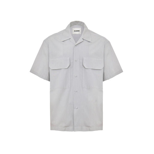 Jil Sander – Blaues Kurzarmhemd aus Baumwolle