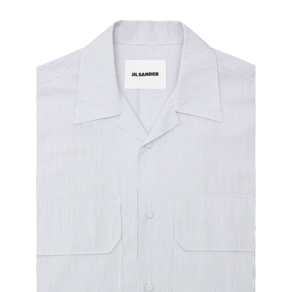 Jil Sander – Blaues Kurzarmhemd aus Baumwolle