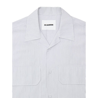 Jil Sander – Blaues Kurzarmhemd aus Baumwolle