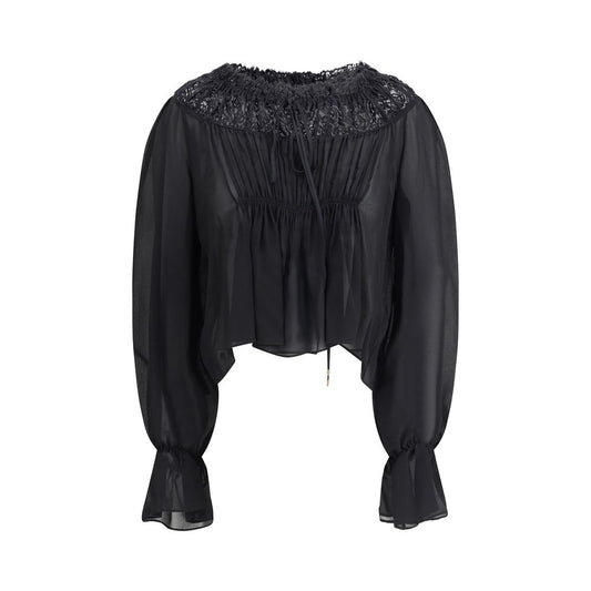 Chloé Top aus Seidengeorgette und Spitze