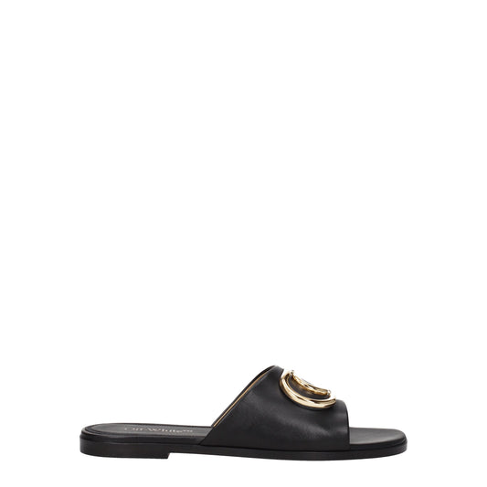 Off-White – Schwarze Leder-Slipper-Sandalen