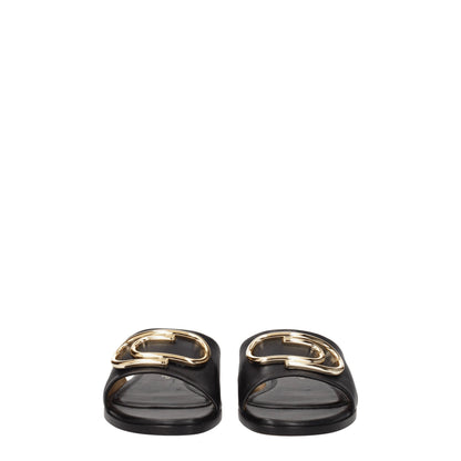 Off-White – Schwarze Leder-Slipper-Sandalen