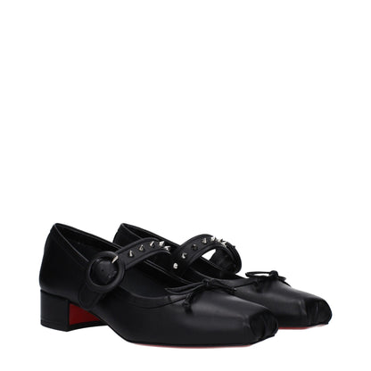 Christian Louboutin Schwarze Lederballerinas