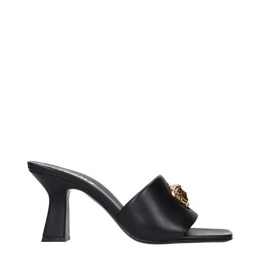 Versace Sandalen aus schwarzem Leder mit Stilettoabsatz