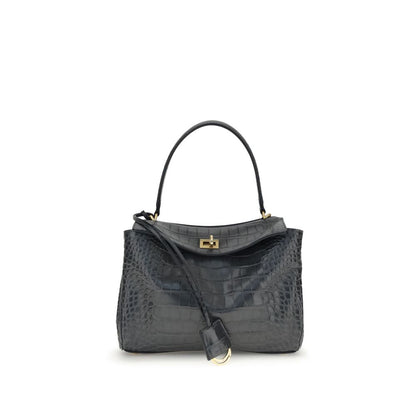 Balenciaga Rodeo Schultertasche aus Leder mit Krokoprägung
