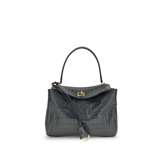 Balenciaga Rodeo Schultertasche aus Leder mit Krokoprägung