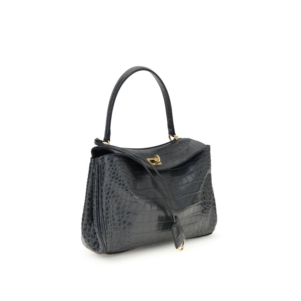 Balenciaga Rodeo Schultertasche aus Leder mit Krokoprägung