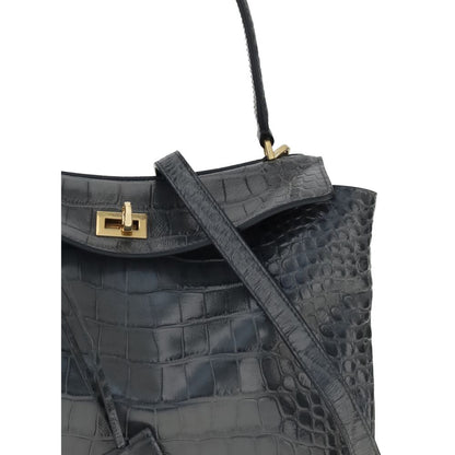 Balenciaga Rodeo Schultertasche aus Leder mit Krokoprägung
