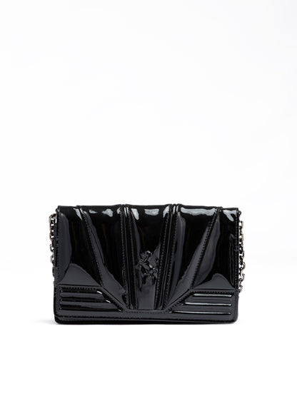 Sac Ferrari en cuir verni noir GT avec chaîne