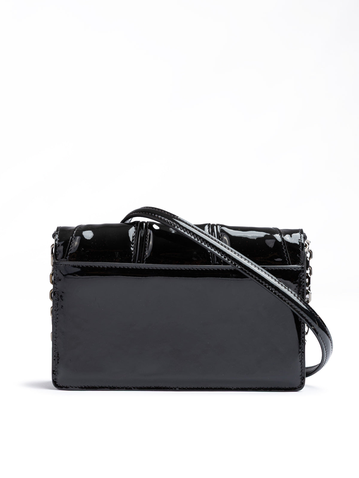 Sac Ferrari en cuir verni noir GT avec chaîne