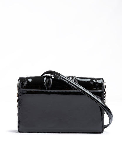 Sac Ferrari en cuir verni noir GT avec chaîne