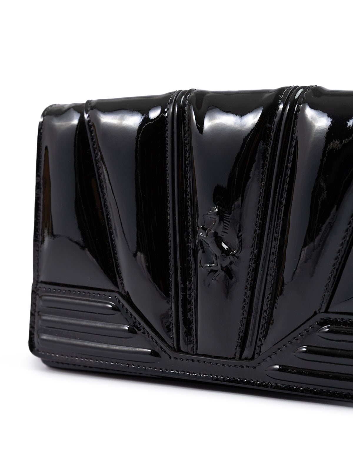Sac Ferrari en cuir verni noir GT avec chaîne
