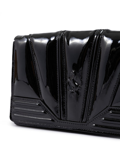 Sac Ferrari en cuir verni noir GT avec chaîne