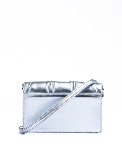 Sac Ferrari Metal bleu clair GT en cuir verni avec chaîne