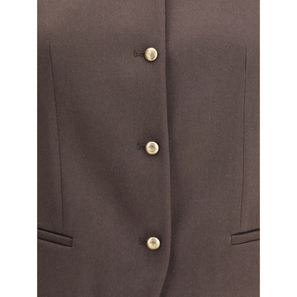 Gilet simple boutonnage en chanvre et viscose Giorgio Armani