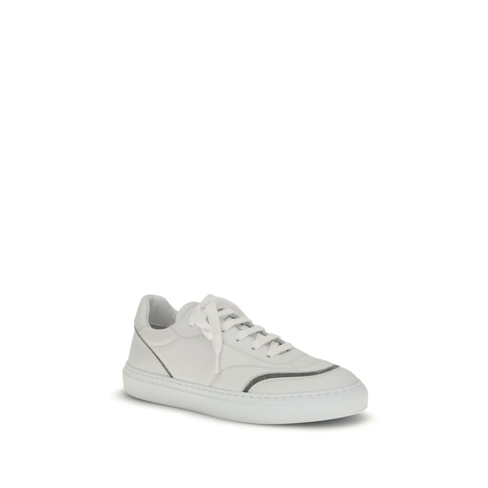 Brunello Cucinelli Leder-Sneaker mit glänzenden Details