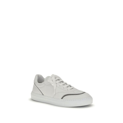 Brunello Cucinelli Leder-Sneaker mit glänzenden Details