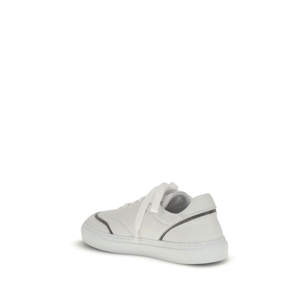 Brunello Cucinelli Leder-Sneaker mit glänzenden Details