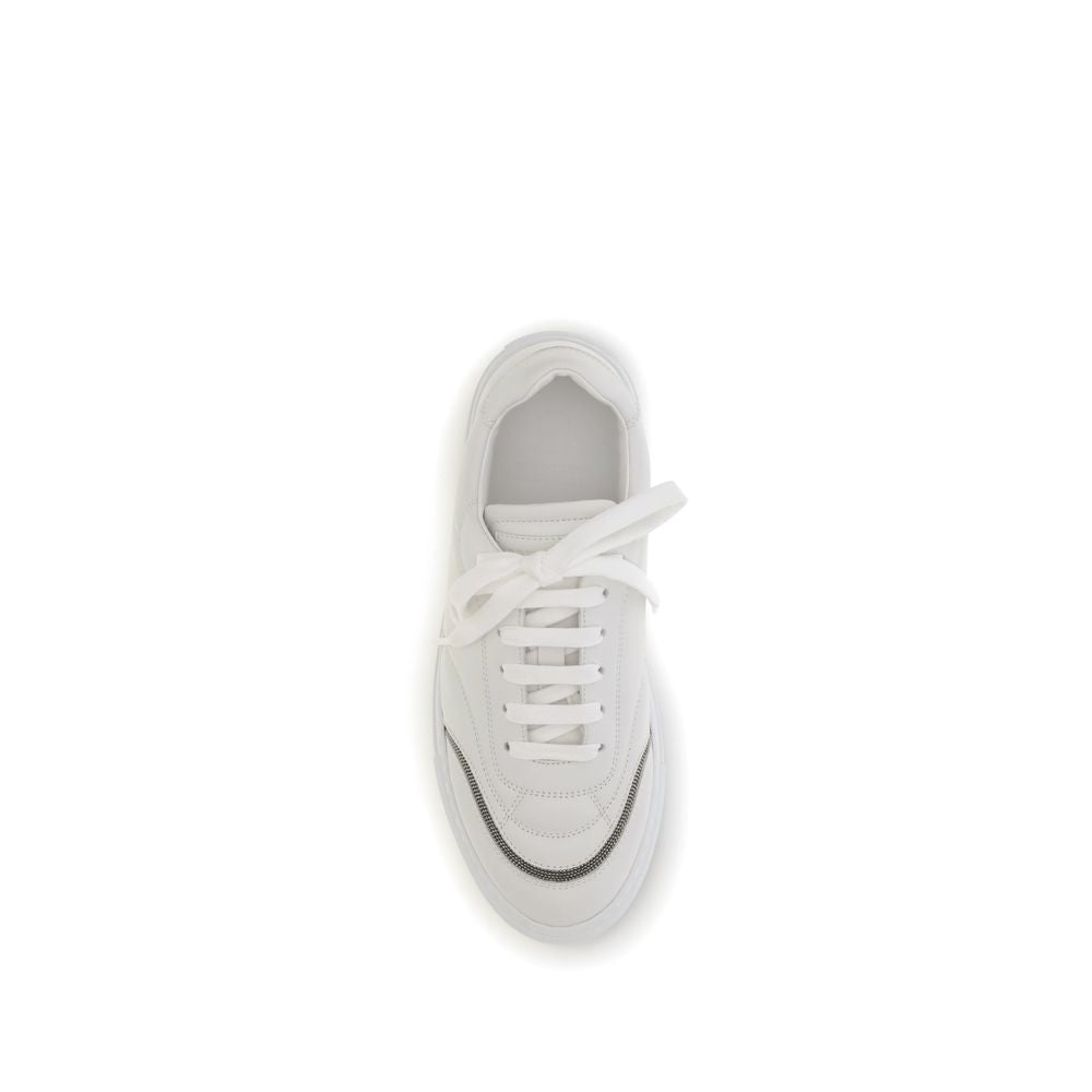 Brunello Cucinelli Leder-Sneaker mit glänzenden Details