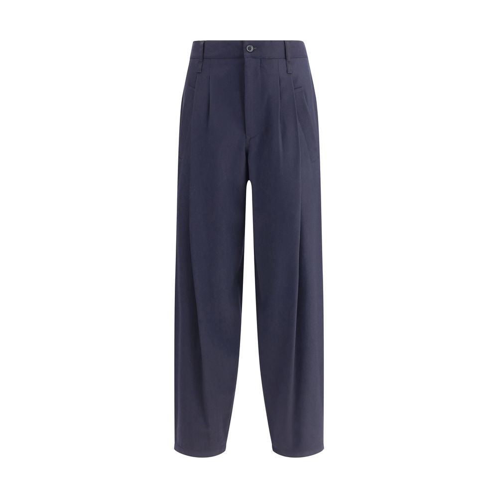 Pantalon à pince simple en tissu de laine léger Giorgio Armani