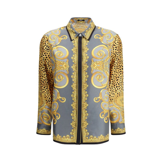 Versace – Seiden-Foulardhemd mit Gepardenmuster