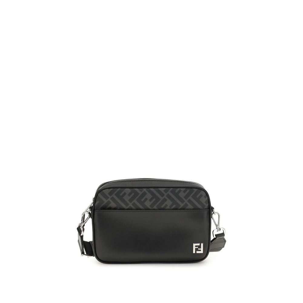 Sac à bandoulière en cuir et toile FF