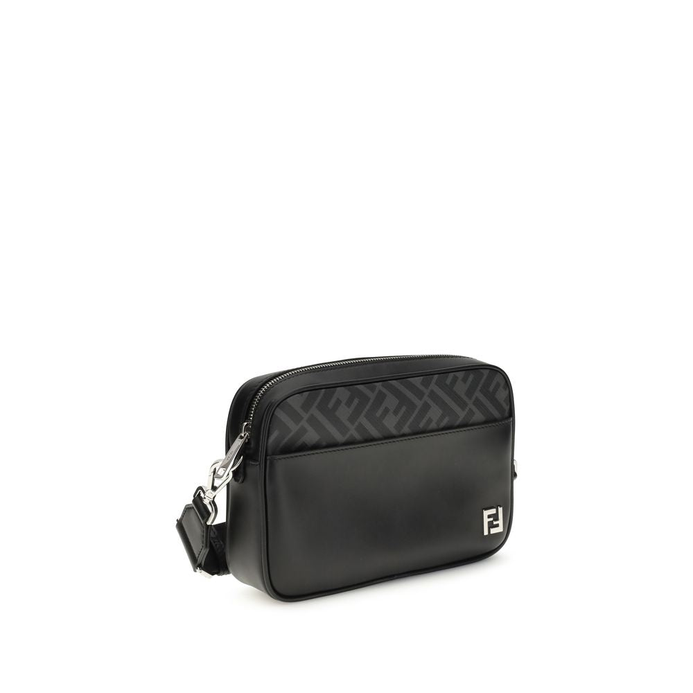 Sac à bandoulière en cuir et toile FF
