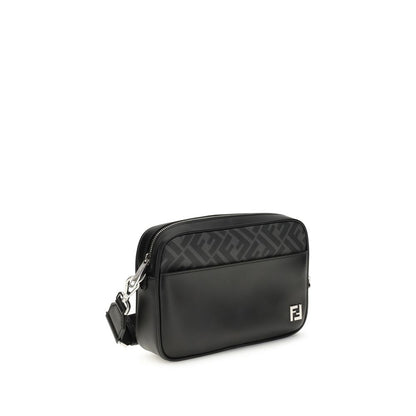 Fendi FF Schultertasche aus Leder und Canvas
