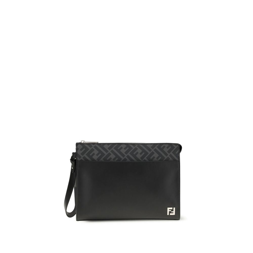 Pochette en toile FF en cuir