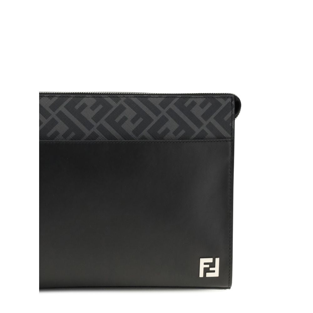 Pochette en toile FF en cuir