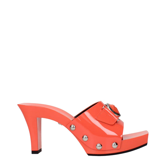 Versace Orangefarbene Plateauschuhe aus Leder