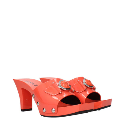 Versace Orangefarbene Plateauschuhe aus Leder