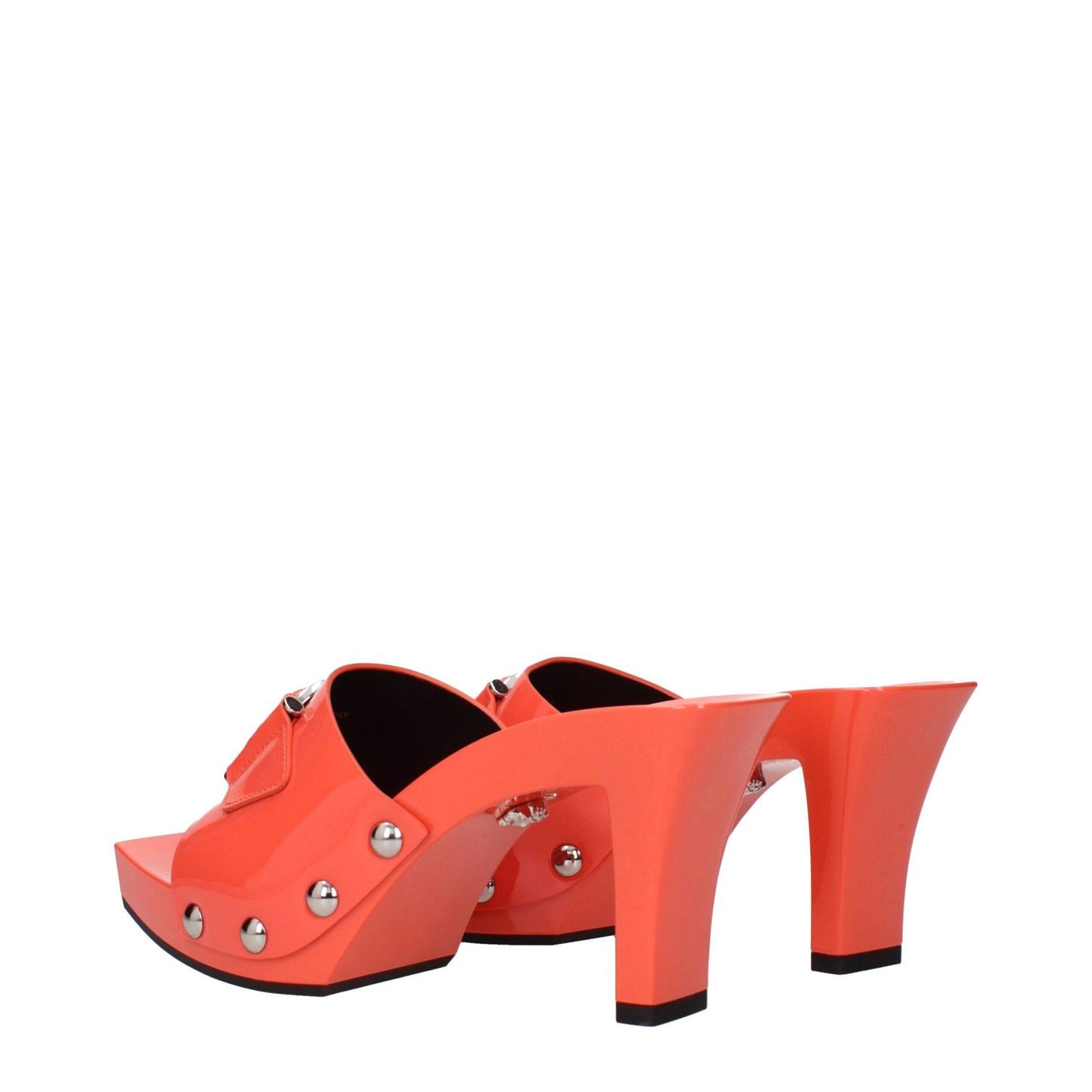 Versace Orangefarbene Plateauschuhe aus Leder