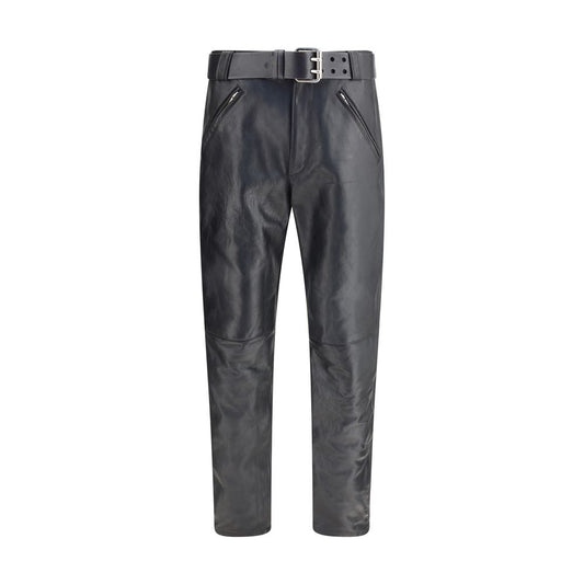 Saint Laurent Hose aus gehämmertem Leder mit Gürtel