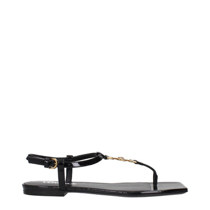 Versace Zehentrenner aus schwarzem Leder