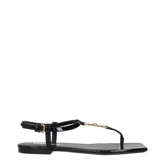 Versace Zehentrenner aus schwarzem Leder