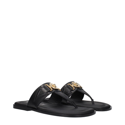 Versace Zehentrenner aus schwarzem Leder