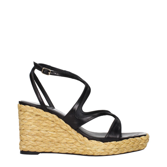 Jimmy Choo Keilsandaletten aus schwarzem Leder