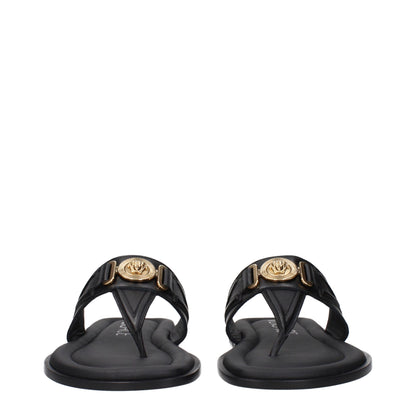 Versace Zehentrenner aus schwarzem Leder