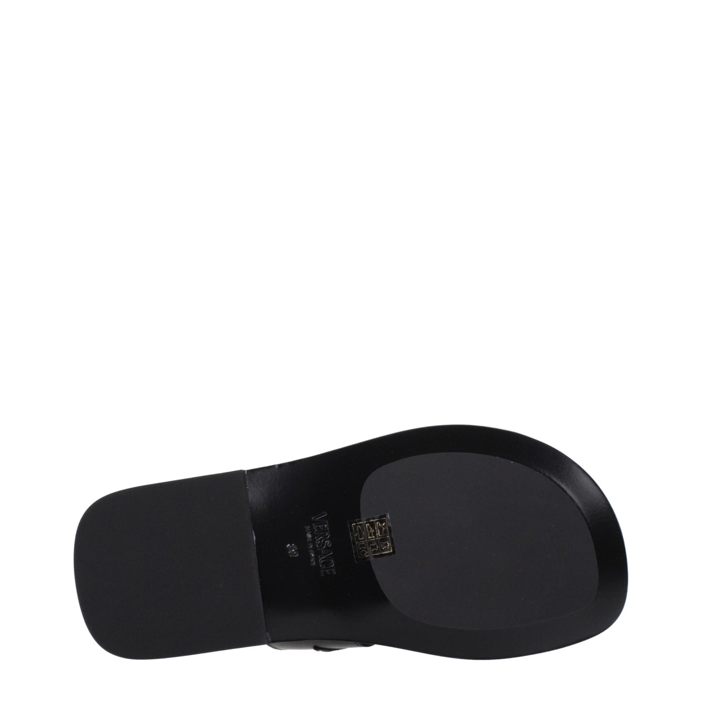 Versace Zehentrenner aus schwarzem Leder