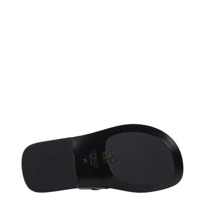 Versace Zehentrenner aus schwarzem Leder