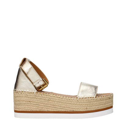 See By Chloé Keilsandaletten aus goldfarbenem Leder