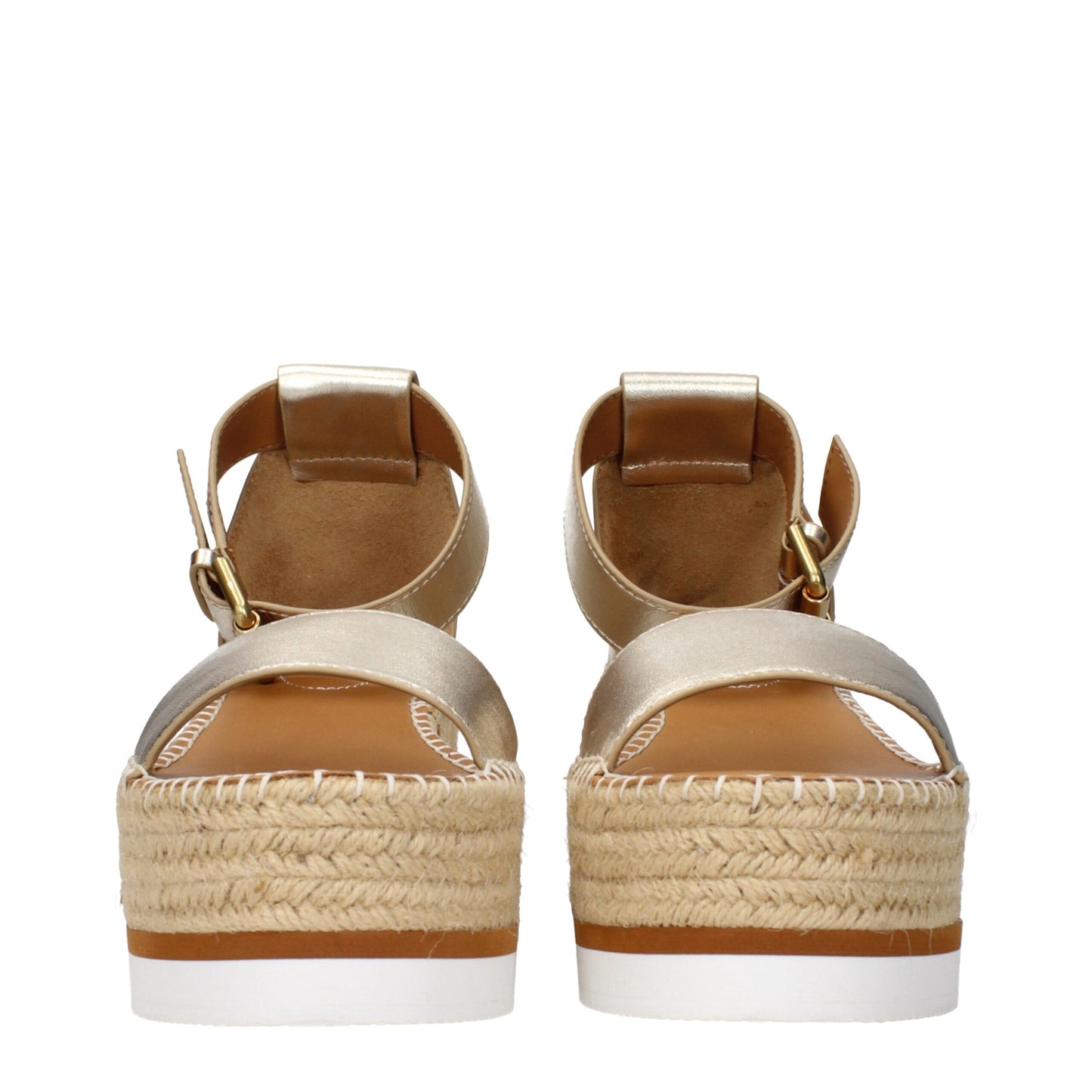 See By Chloé Keilsandaletten aus goldfarbenem Leder