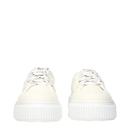 Sneakers à plateforme en tissu beige de Miu Miu