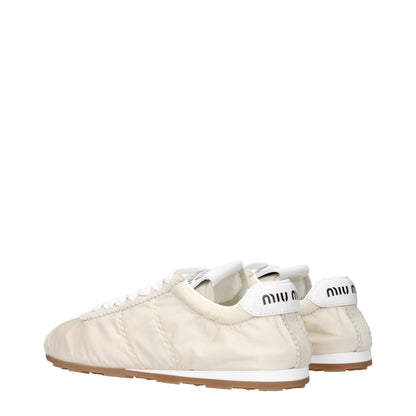 Baskets basses en tissu beige de Miu Miu