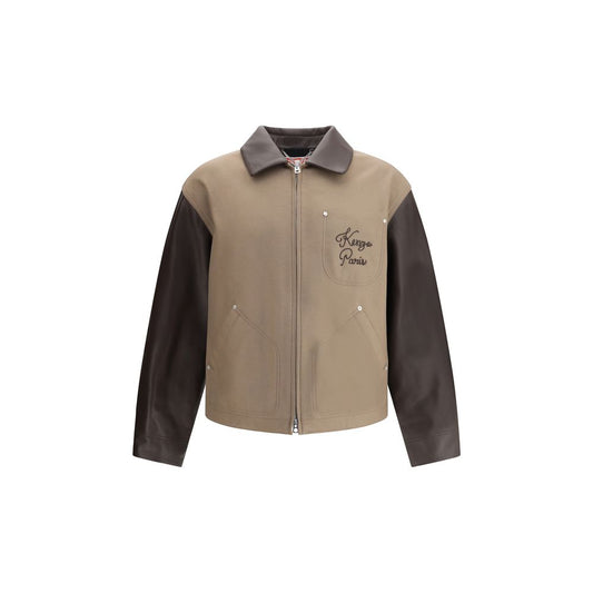 Veste de collège en laine et cuir